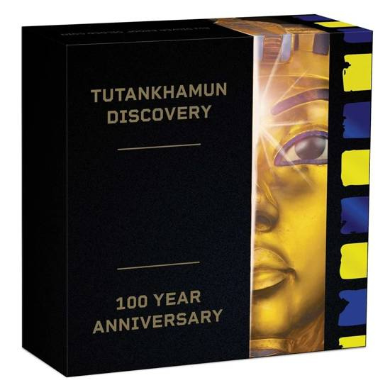 Tuvalu: Tutankhamun Discovery 100° anniversario colorato, placcato in oro 2 once d'argento 2022 Proof