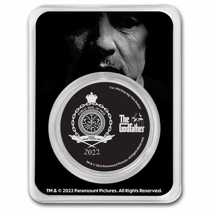 Niue: The Godfather kolorowany 50. rocznica filmu 1 uncja Srebra 2022 Slab