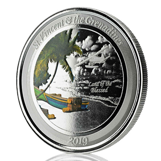 St. Vincent & The Grenadines: Island Hopping kolorowany 1 uncja Srebra 2019 Proof