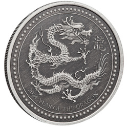 Samoa: Year of the Dragon 1 oz Silver 2024 Antiqued Coin (moneda en tarjeta)