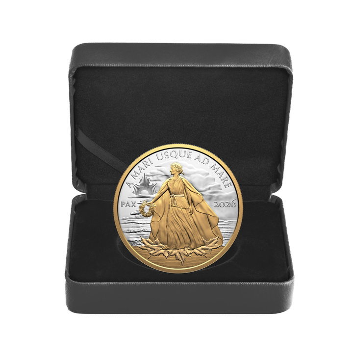 Canadá: Peace Dollar Chapado en oro $50 Plata 2026 Proof