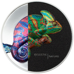 Îles Cook : Nature éclectique - Caméléon coloré 1 once d'argent 2023 Proof Ultra haut relief