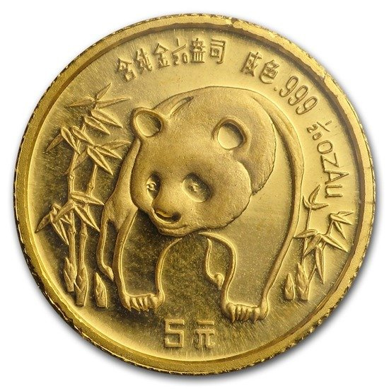 Chińska Panda 1/20 uncji Złota 1986