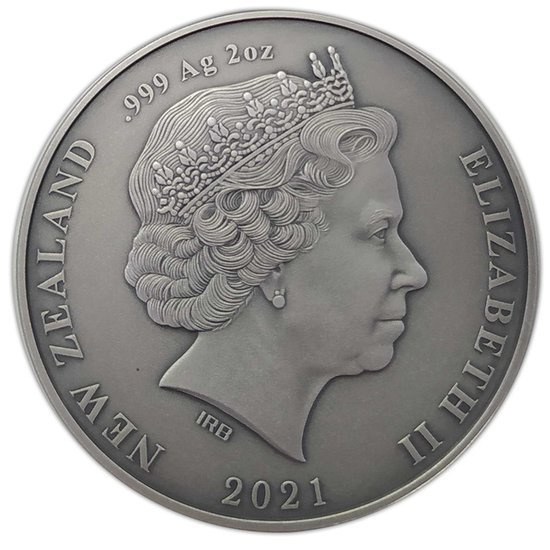 Kiwi colorat 2 oz argint 2021 Antique Finish