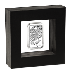 Obdélníková dračí mincovní slitina 1 oz stříbra 2025 Proof