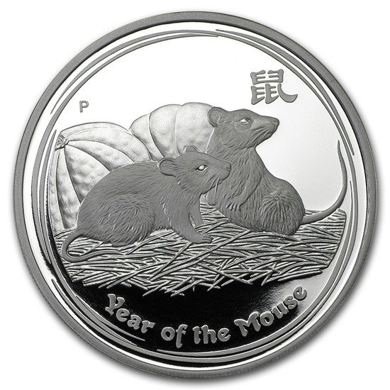 Lunar II : Année du Rat 1 once d'argent 2008 PROOF