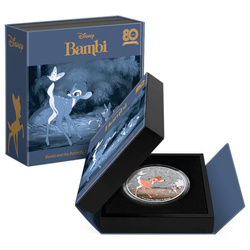 Niue : Disney - Bambi et le papillon 80e anniversaire du film coloré 1 once d'argent 2022 Proof