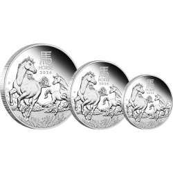 Perth Mint: Lunar III - Anno del Cavallo: Set di 3 monete d'argento 2026 Proof