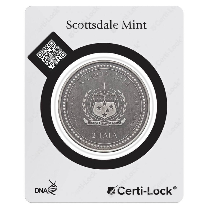 Samoa: Year of the Dragon 1 oz Silver 2024 Antiqued Coin (coin in the card)