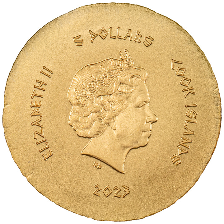 Isole Cook: Antica Grecia - Pan “Panticapaeum” 0,5 grammi d'oro 2023 Moneta in seta