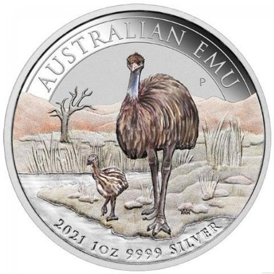 Emú australiano de color 1 oz Plata 2021