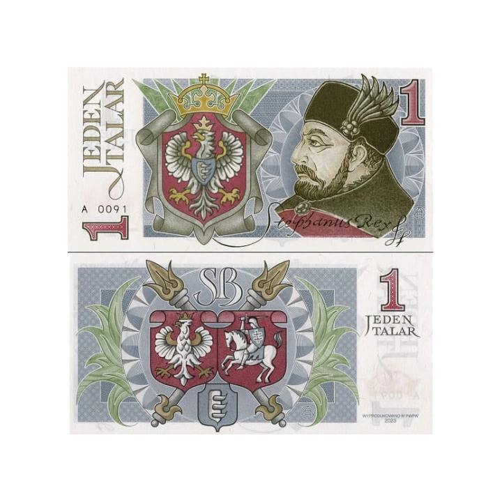  1 Taler Stefan Batory – Studienentwurf eines Banknotens 2023, gedruckt von der PWPW