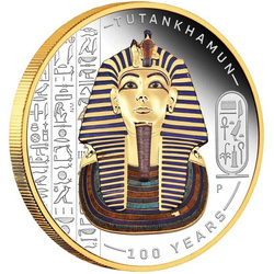 Tuvalu:Tutankhamun Discovery 100 Year Anniversary 2022 2oz Silver Proof Gilded Coloured Coin
