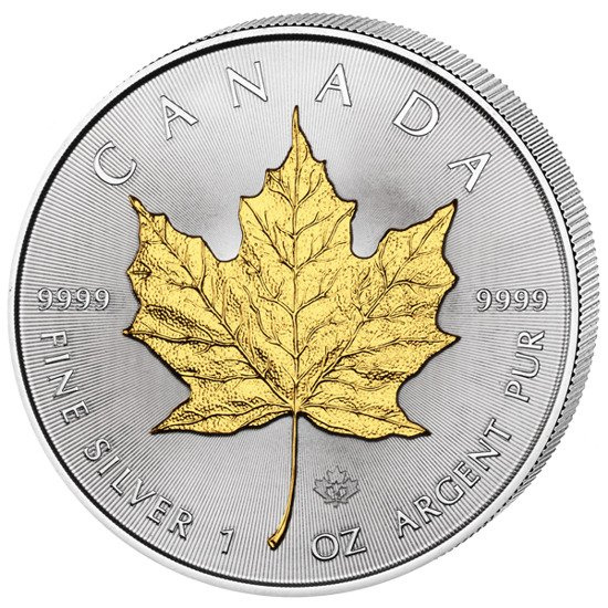 Hoja de arce canadiense plateada 1 oz Plata
