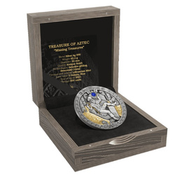 Niue: Missing Treasures - The Treasure of the Aztec pozłacany $5 Srebro 2021 High Relief Antiqued Coin