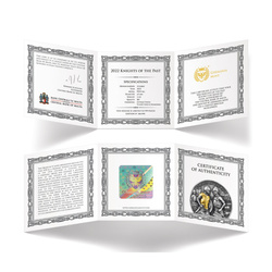 Malte : Chevaliers du passé plaqué or 2 onces d'argent 2022 Haut relief vieilli