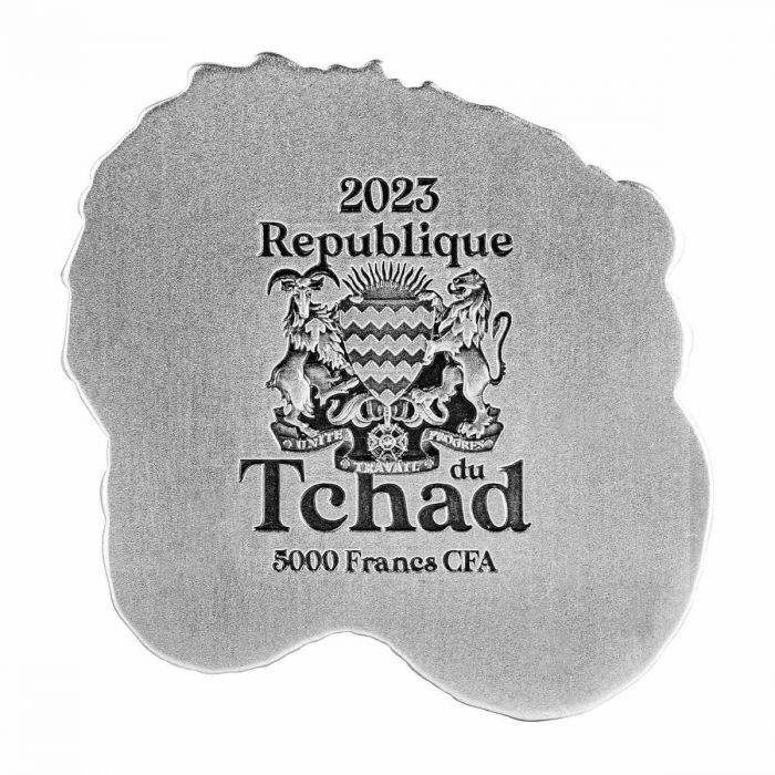 Chad Símbolos de la Fortuna: Dragón Chino Ábaco 1 oz Plata 2023 Alto Relieve Antiqued Coin