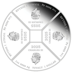 Tuvalu: Jahr der Schlange Vierfarbiges Viermünzenset 1oz Silber 2025 Proof