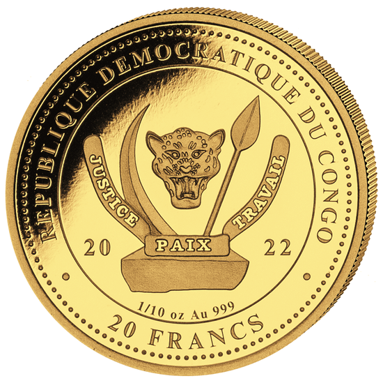 Conjunto de 4 monedas Congo: World's Wildlife - The Bear Oro 2022 Proof