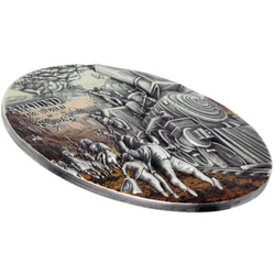 Niue: Around the World in 80 Days - Train Trip coloured 1 oz Silver 2023 High Relief Antiqued Coin