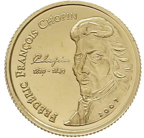 Fryderyk Chopin 1g Złota 2007 Proof
