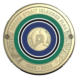 30. výročí vlajky Torres Strait Islander barevná mince $2 bronz 2025 "C" mintmark