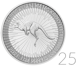 Canguro Australiano 1 oz Plata PACK de 25 PACKS 2021