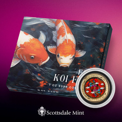 Fiji: Pesce Koi colorato 1 oncia d'oro 2023 Proof