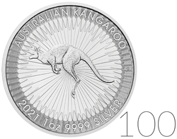 Australian Kangaroo 1 oz Silver Sets 100 Pc. 2021
