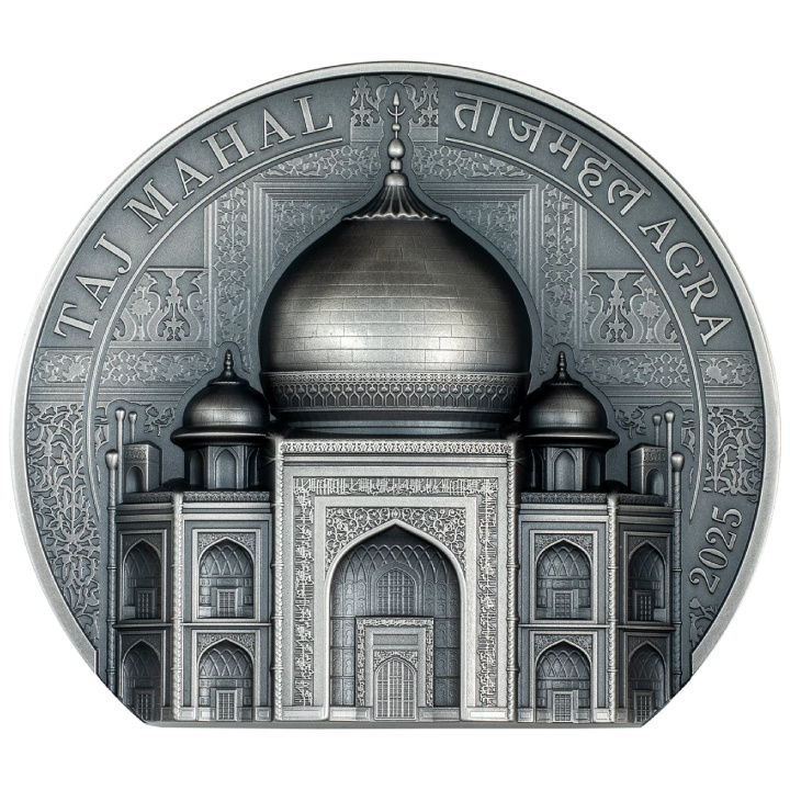 Cook Islands: Historical Monuments -Taj Mahal 5 oz Silver 2025 Antiqued Coin
