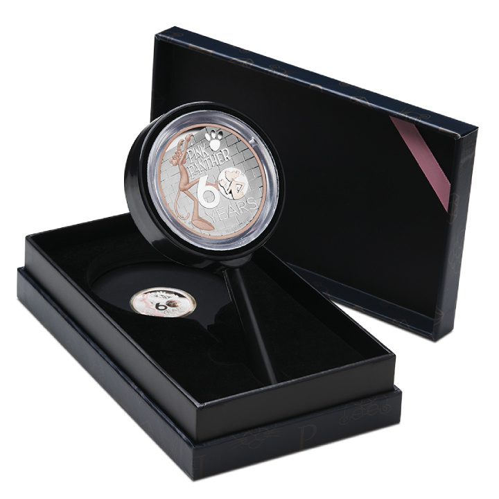 Tuvalu: Pantera rosa 60° anniversario placcato in oro 5 once d'argento 2024 Proof High Relief
