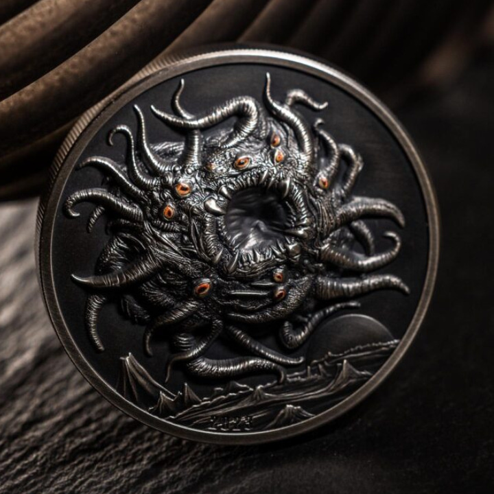 Palau: H.P. Lovecraft - Azathoth coloured 3 oz Silver 2023 Ultra High Relief Antiqued Coin