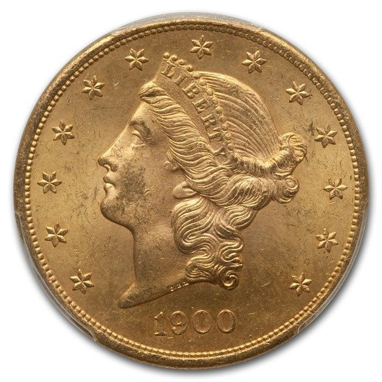 Liberty Head Double Eagle Złoto 20 Dollar 1900 S NGC MS62