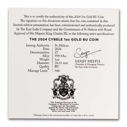 St Helena: Goddesses - Cybele and the Lions 1 oz Gold 2024
