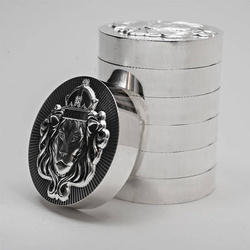 Scottsdale Mint Lion Stacker 100 grammi d'argento rotondo