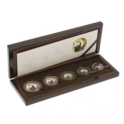 Panda cinese - Set di 5 monete d'oro 2001 Colorate