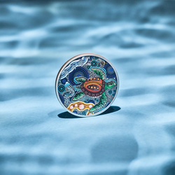 Monedă din argint The Perth Mint: Turtle Yaunati colorată 2 uncii de argint 2026 Antiqued