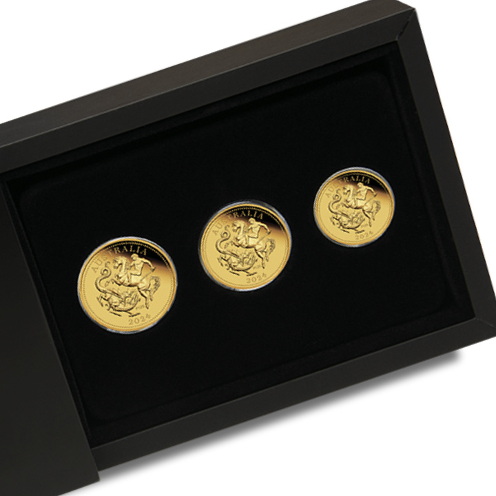 Perth Mint 125° anniversario della fondazione - Set di 3 monete Sovrano australiano Oro 2024 Proof