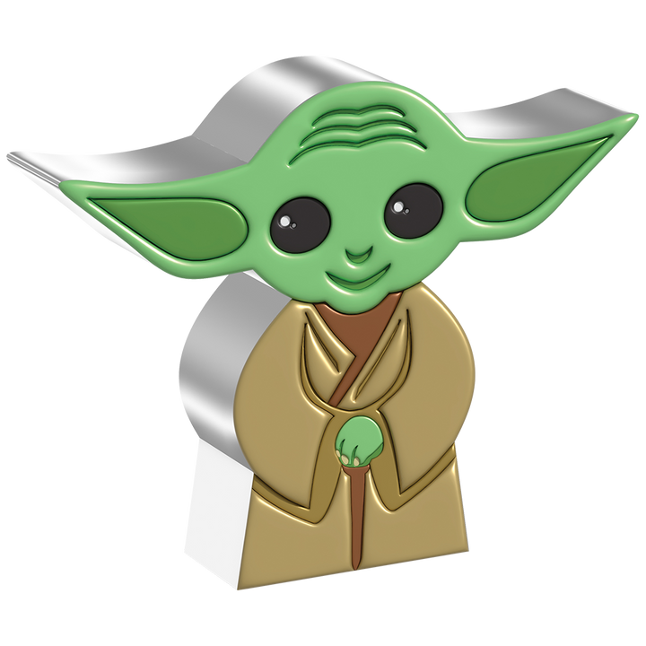 Niue: Star Wars – Yoda Chibi Coin, koloriert, 1 Unze Silber, 2022, Polierte Platte