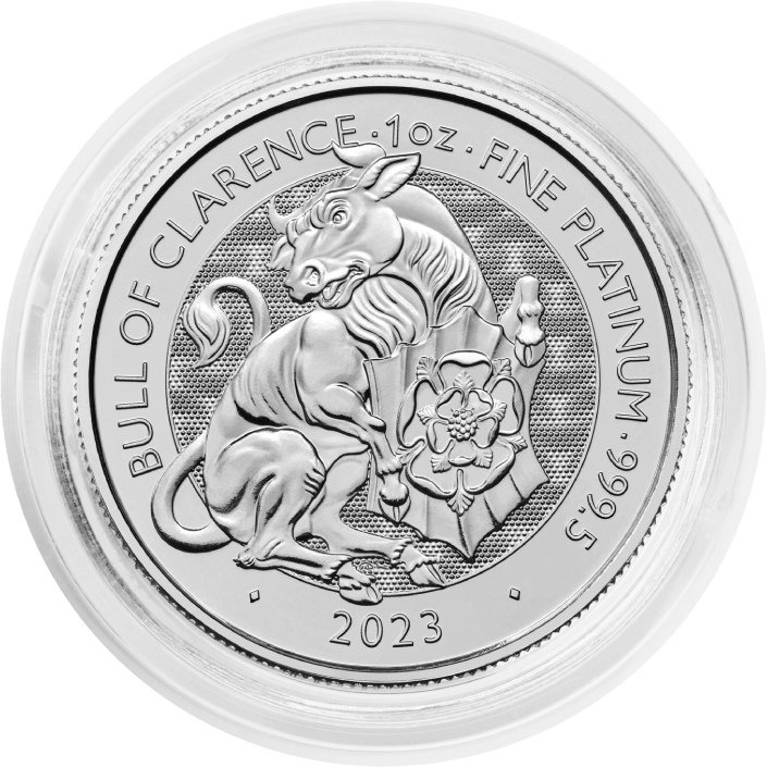 The Royal Tudor Beasts: El Toro de Clarence 1 oz Platino 2023