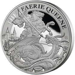 St Helena: Faerie Queene - Redcrosse & The Dragon 1000 gram Silver 2024 Proof