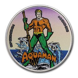 Samoa: DC Comics - Aquaman coloured 1 oz Silver 2023 Coin Slab