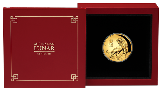 Lunar III: Anno del Tigre 1 oncia d'oro 2022 Proof High Relief
