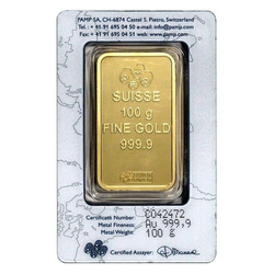 100 gram Gold Bar Pamp Suisse Certipack