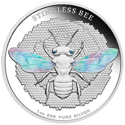 Niue: Australian Native Bees - Blue-banded Bee 1 oncia d'argento 2025 Proof Hologram