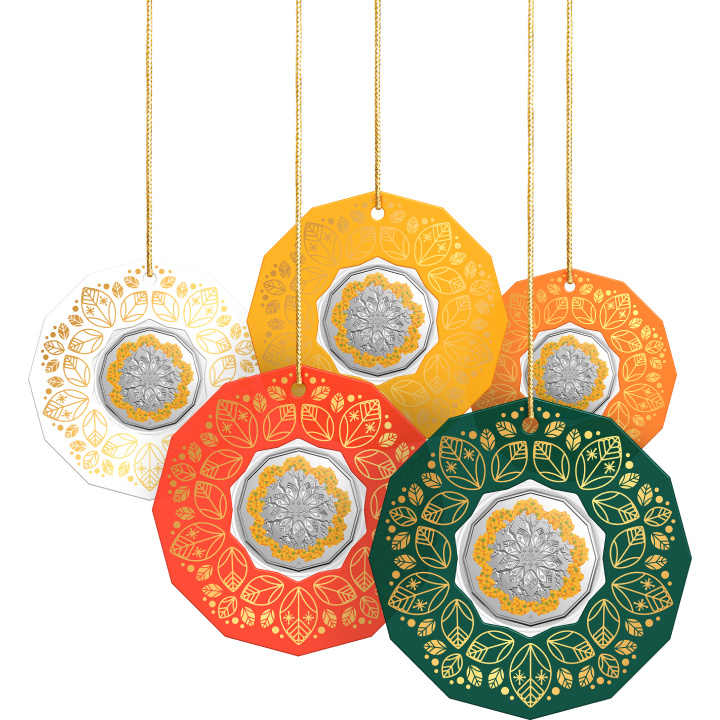 Christmas Decoration - Festive Floral coloured 50c Cupro-nickel 2024