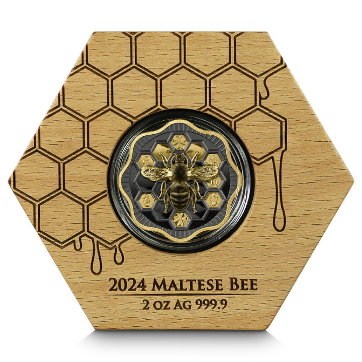 Malta: Maltese Bee 2 oz Silver 2024 Gilded High Relief