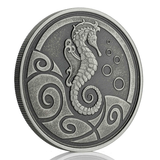 Samoa: Konik Morski 1 uncja Srebra 2019 Antiqued Coin