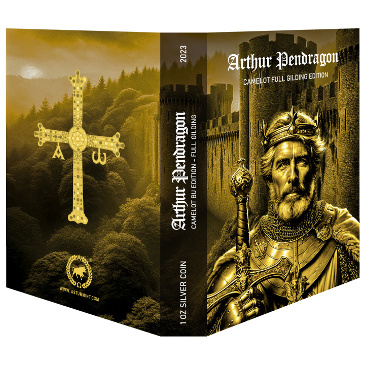 Niue: Camelot - Artur Pendragon pozłacany 1 uncja Srebra 2023