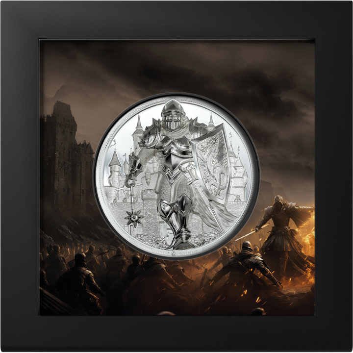 Isole Cook: Cavaliere di ferro 5 once d'argento 2024 Proof Ultra High Relief